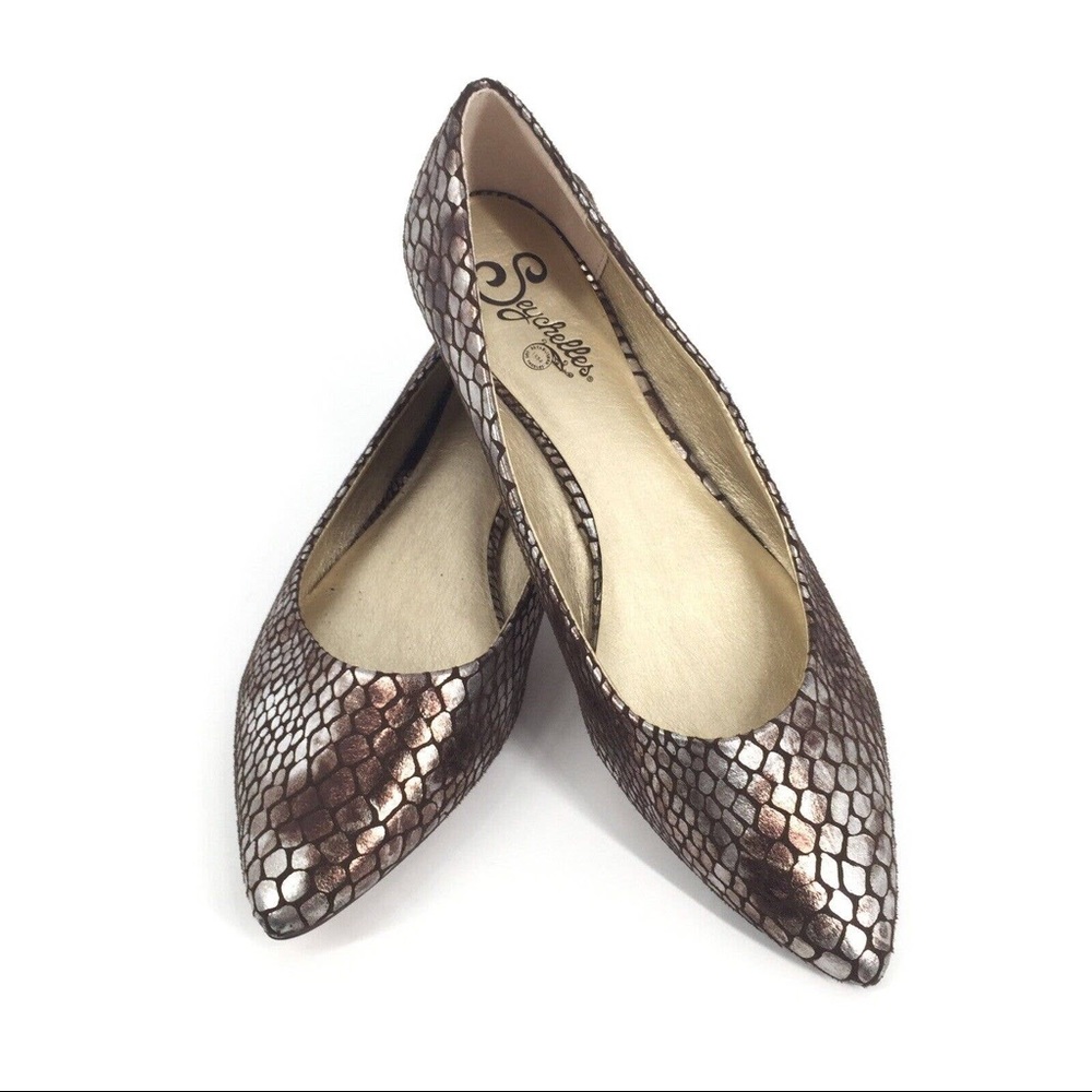 Seychelles Metallic Snakeskin Low Heel Flats